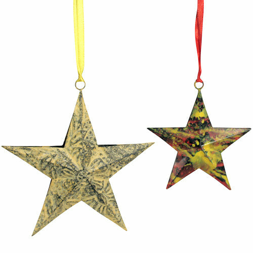 Upcyled Metal Star Ornament w/ 5 Points – Merry Christmas Day