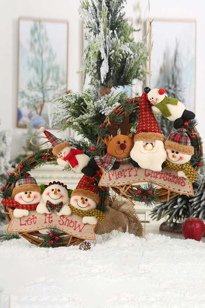 Christmas Rattan Wreath Gnome Ornaments