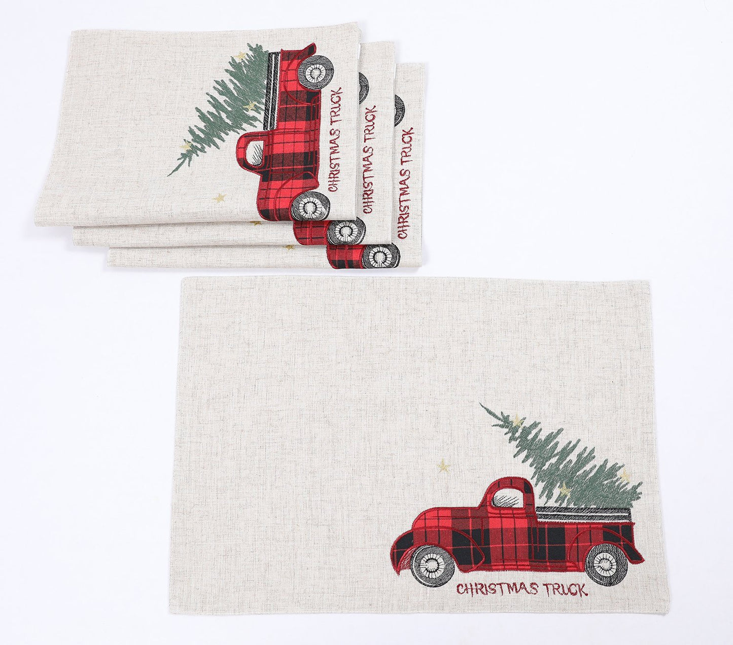 Vintage Tartan Truck With Christmas Tree Placemats