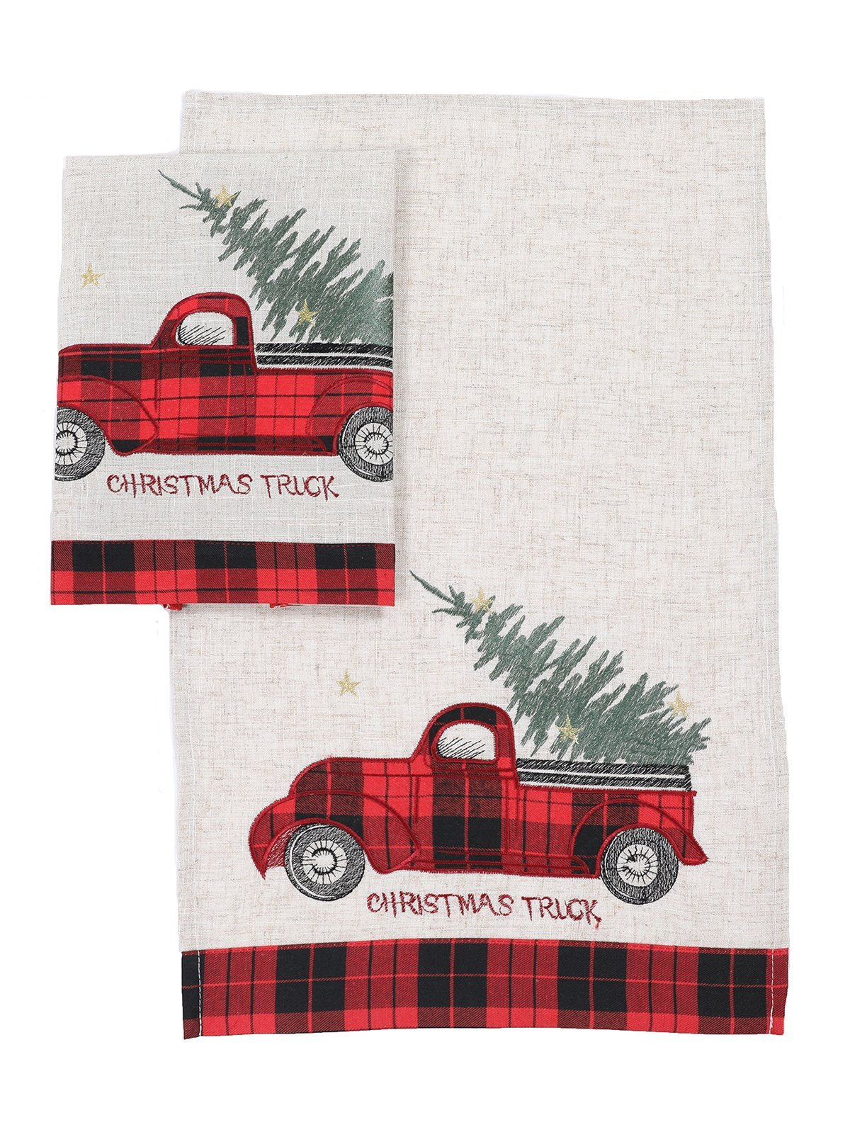 Vintage Tartan Truck With Christmas Tree Decorative Towel