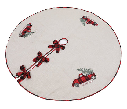 Vintage Tartan Truck With Christmas Tree Tree Skirt