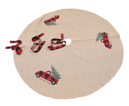 Vintage Tartan Truck With Christmas Tree Tree Skirt