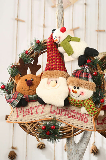 Christmas Rattan Wreath Gnome Ornaments