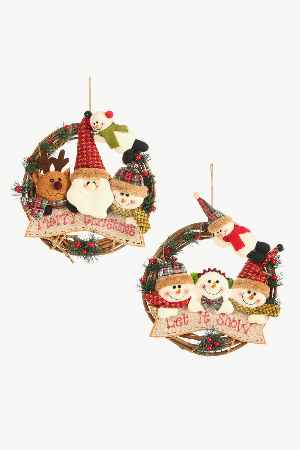 Christmas Rattan Wreath Gnome Ornaments