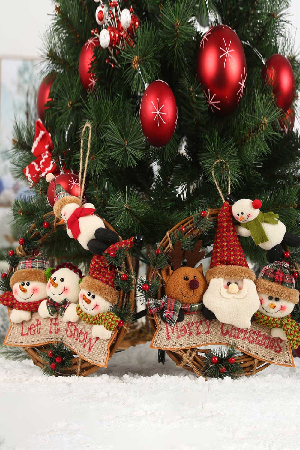 Christmas Rattan Wreath Gnome Ornaments