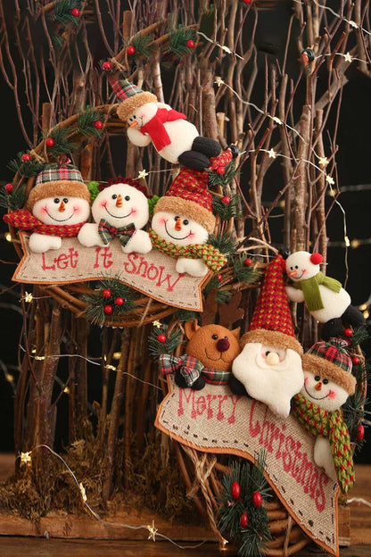 Christmas Rattan Wreath Gnome Ornaments